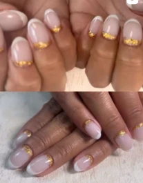 ゴールドのアクセントを添えたヌードネイル